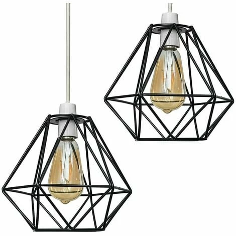 MINISUN 2 x Metal Basket Cage Ceiling Pendant Light Shades - Black - No Bulb MINISUN 2 X Metal Basket Cage Ceiling Pendant Light Shades - Black - No Bulb -MINISUN Shop 8743959 1