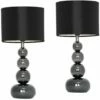 MINISUN 2 X Stacked Balls Touch Dimmer Table Lamps - Black Chrome & Black -MINISUN Shop 8744005 1