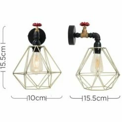 MINISUN Industrial Black Wall Light + Gold Metal Light Shade -MINISUN Shop 8744052 4