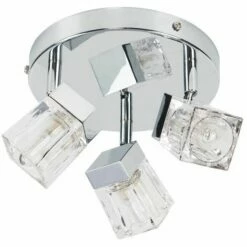 MINISUN Chrome Ice Cube 3 Way IP44 Bathroom Ceiling Light Spotlight + 3 X 3W G9 LED Cool White Bulbs