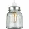 MINISUN Ribbed Pattern Glass Jar Pendant Shade - Brushed Chrome -MINISUN Shop 8744087 1