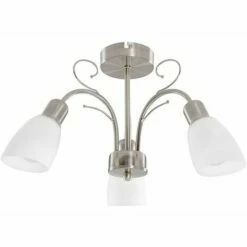 MINISUN 3 Way Brushed Chrome Ceiling Light Frosted Glass Shades - No Bulbs