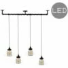 MINISUN Industrial Black 4 Way Bar Wrap Over Ceiling Light + Clear Glass Ribbed Pattern Jar Shades + 4W LED Filament Bulbs - Warm White -MINISUN Shop 8744125 1