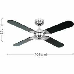 MINISUN 42" Metal Brushed Chrome Propeller Ceiling Fan + 4 X Black Blades & Handy Remote Control -MINISUN Shop 8744145 4
