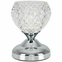 MINISUN Decorative Glass Bedside Touch Table Lamp + 3W LED Dimmable G9 Bulb - Warm White