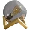 MINISUN Smoked Glass Globe Bedside Table Lamp On A Wooden Frame Base - No Bulb -MINISUN Shop 8744171 1