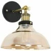 MINISUN Industrial Black & Gold Wall Light Amber Glass Wide Shade - No Bulb -MINISUN Shop 8744182 1