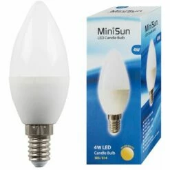 MINISUN 4W SES E14 Frosted Candle LED Plastic Bulb 3000K - Single
