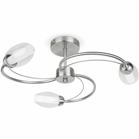 MINISUN Chrome 3 Way Semi Flush Spiral Ceiling Light Glass Shades - No Bulb MINISUN Chrome 3 Way Semi Flush Spiral Ceiling Light Glass Shades - No Bulb -MINISUN Shop 8744186 1