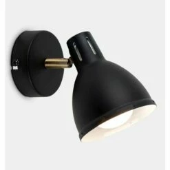MINISUN Industrial Satin Black & Antique Brass Wall Spotlight - No Bulb -MINISUN Shop 8744230 2