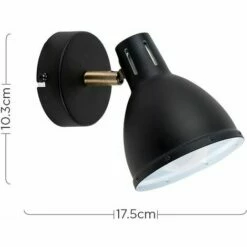 MINISUN Industrial Satin Black & Antique Brass Wall Spotlight - No Bulb -MINISUN Shop 8744230 3