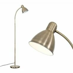MINISUN Modern Floor Lamp Flexible Adjustable Neck Reading Lounge Lamp - Antique Brass