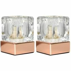 MINISUN 2 X Ice Cube Touch Table Lamps + 3W LED Bulbs - Copper