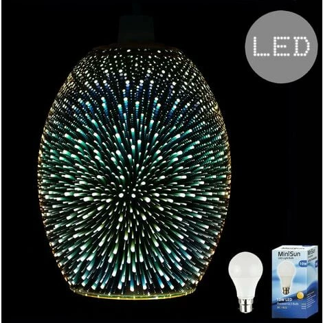 MINISUN 3D Starburst Glass Ceiling Pendant Light Shade + 10W LED GLS Bulb - Chrome MINISUN 3D Starburst Glass Ceiling Pendant Light Shade + 10W LED GLS Bulb - Chrome -MINISUN Shop 8744409 1