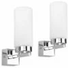 MINISUN Lounge Wall Light Fittings 2X Chrome Frosted Glass Home Lighting -MINISUN Shop 8744413 1