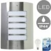 MINISUN Stainless Steel & Frosted Curved IP44 Rated Outdoor Garden Wall Mounted Security Light + 10W LED GLS Bulb - Cool White -MINISUN Shop 8744457 1