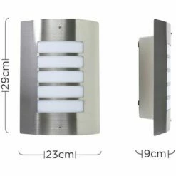 MINISUN Stainless Steel & Frosted Curved IP44 Rated Outdoor Garden Wall Mounted Security Light + 10W LED GLS Bulb - Cool White -MINISUN Shop 8744457 4