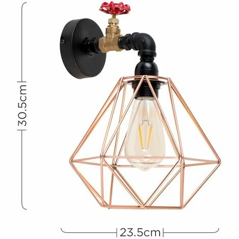 MINISUN Industrial Antique Brass Matt Black & Red Tap Wall Light + Copper Light Shade MINISUN Industrial Antique Brass Matt Black & Red Tap Wall Light + Copper Light Shade -MINISUN Shop 8744599 4