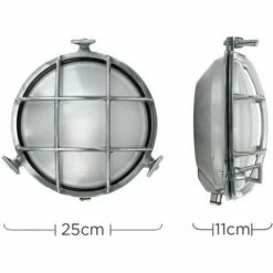 MINISUN Ip66 Round Brushed Chrome Frosted Lens Outdoor Wall Light + 10W LED GLS Bulb - Cool White -MINISUN Shop 8744608 4