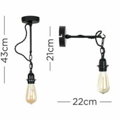 MINISUN Industrial Matt Black Wall / Ceiling Light Fitting - No Bulb -MINISUN Shop 8744735 4