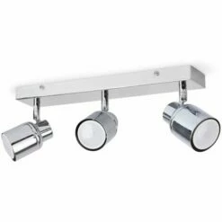 MINISUN 3 Way Chrome IP44 Adjustable Straight Bar Bathroom Ceiling Spotlight + 3 X Cool White GU10 LED Bulbs
