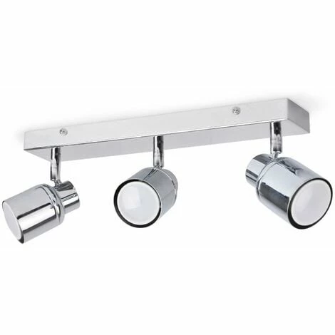 MINISUN 3 Way Chrome IP44 Adjustable Straight Bar Bathroom Ceiling Spotlight + 3 x Cool White GU10 LED Bulbs MINISUN 3 Way Chrome IP44 Adjustable Straight Bar Bathroom Ceiling Spotlight + 3 X Cool White GU10 LED Bulbs -MINISUN Shop 8744863 1