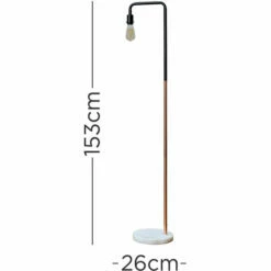 MINISUN Black & Copper Floor Lamp + White Marble + 4W LED Filament Bulb - Warm White -MINISUN Shop 8744876 4