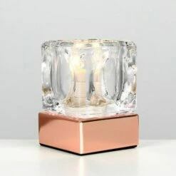 MINISUN Glass Ice Cube Touch Table Lamp - Copper -MINISUN Shop 8744950 2
