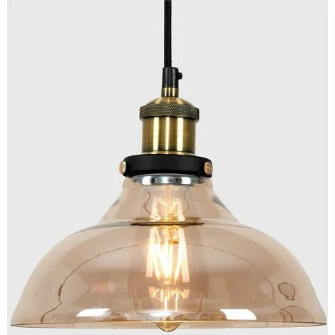 MINISUN Industrial Black & Gold Ceiling Light Pendant + An Amber Clear Glass Shade - No Bulb MINISUN Industrial Black & Gold Ceiling Light Pendant + An Amber Clear Glass Shade - No Bulb -MINISUN Shop 8744966 2