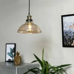 MINISUN Industrial Black & Gold Ceiling Light Pendant + An Amber Clear Glass Shade - No Bulb 4 MINISUN Industrial Black & Gold Ceiling Light Pendant + An Amber Clear Glass Shade - No Bulb -MINISUN Shop 8744966 3