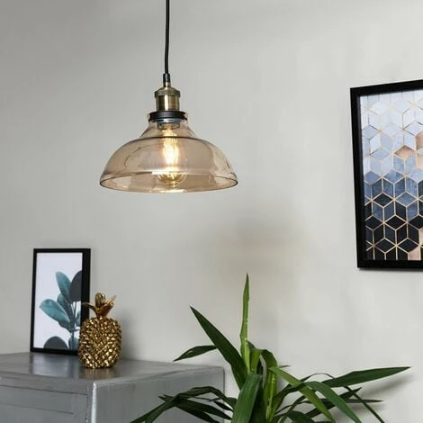 MINISUN Industrial Black & Gold Ceiling Light Pendant + An Amber Clear Glass Shade - No Bulb MINISUN Industrial Black & Gold Ceiling Light Pendant + An Amber Clear Glass Shade - No Bulb -MINISUN Shop 8744966 3
