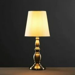 MINISUN 2 X Traditional Touch Table Lamps With A Tapered Shades - Antique Brass - No Bulb -MINISUN Shop 8745011 2