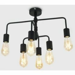 MINISUN Industrial Black Metal 6 Way Ceiling Light - No Bulb -MINISUN Shop 8745014 2
