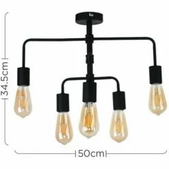 MINISUN Industrial Black Metal 6 Way Ceiling Light - No Bulb -MINISUN Shop 8745014 4