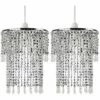 MINISUN 2 X Sparkling Chrome Acrylic Crystal Jewel Bead Ceiling Pendant Light Shades + 10W LED GLS Bulbs - Warm White -MINISUN Shop 8745032 1