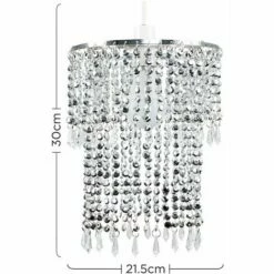 MINISUN 2 X Sparkling Chrome Acrylic Crystal Jewel Bead Ceiling Pendant Light Shades + 10W LED GLS Bulbs - Warm White -MINISUN Shop 8745032 4