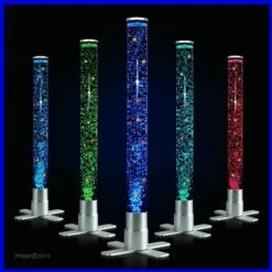 MINISUN 60cm Colour Changing Sensory Mood Silver Cross Base LED Novelty Bubble Ball Motion Lamp