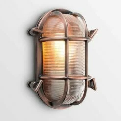 MINISUN IP64 Rated Cross-Cased Metal Outdoor Bulkhead Wall Light - Copper - No Bulb -MINISUN Shop 8745152 2