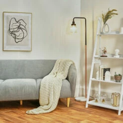 MINISUN Talisman Marble Base Floor Lamp In Copper With Ribbed Jar Shade - No Bulb -MINISUN Shop 8745159 2