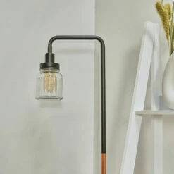 MINISUN Talisman Marble Base Floor Lamp In Copper With Ribbed Jar Shade - No Bulb -MINISUN Shop 8745159 3