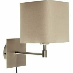 MINISUN Sheldon Brushed Chrome Plug In Wall Light - Beige - No Bulb