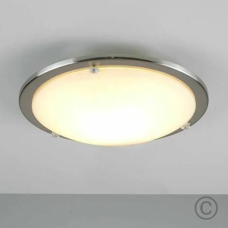 MINISUN Bezel Chrome & Frosted White Glass Flush Round Ceiling Light Fitting - No Bulb MINISUN Bezel Chrome & Frosted White Glass Flush Round Ceiling Light Fitting - No Bulb -MINISUN Shop 8745193 2