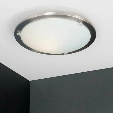 MINISUN Bezel Chrome & Frosted White Glass Flush Round Ceiling Light Fitting - No Bulb MINISUN Bezel Chrome & Frosted White Glass Flush Round Ceiling Light Fitting - No Bulb -MINISUN Shop 8745193 3