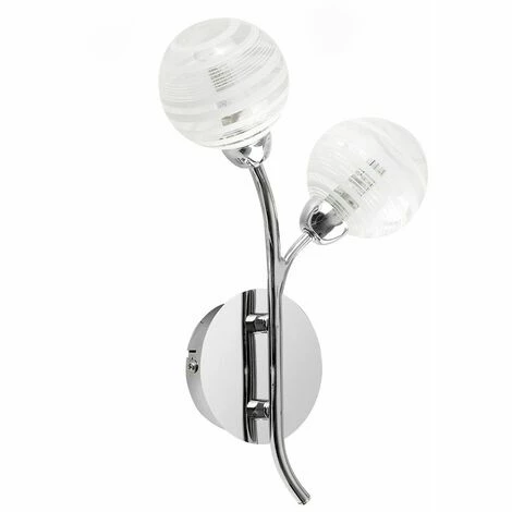 MINISUN 2 Way Chrome Curved Wall Light With Clear & Frosted Glass Globe Shades - No Bulbs MINISUN 2 Way Chrome Curved Wall Light With Clear & Frosted Glass Globe Shades - No Bulbs -MINISUN Shop 8745198 1