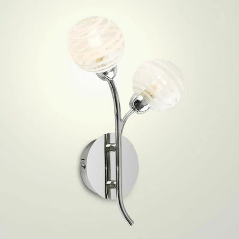 MINISUN 2 Way Chrome Curved Wall Light With Clear & Frosted Glass Globe Shades - No Bulbs MINISUN 2 Way Chrome Curved Wall Light With Clear & Frosted Glass Globe Shades - No Bulbs -MINISUN Shop 8745198 2