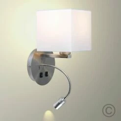 MINISUN Solara Square Shade Hotel Reading Wall Light With USB Port - No Bulb -MINISUN Shop 8745203 2