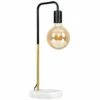 MINISUN Black & Gold Metal Table Lamp + White Marble + 6W LED Filament Giant Globe Light Bulb - Warm White -MINISUN Shop 8745341 1