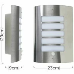 MINISUN Stainless Steel & Frosted Lens IP44 Pir Motion Sensor Outdoor Wall Light + 6W LED Es E27 Smd GLS Warm White Bulb -MINISUN Shop 8745421 4