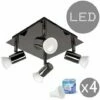 MINISUN Square Plate 4 Way Ceiling Spotlight + 5W Cool White LED GU10 Bulbs - Black Chrome 2 MINISUN Square Plate 4 Way Ceiling Spotlight + 5W Cool White LED GU10 Bulbs - Black Chrome -MINISUN Shop 8745453 1