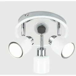MINISUN 3 Way Round Plate Ceiling Spotlight With 5W Cool White LED GU10 Bulbs - White -MINISUN Shop 8745464 2